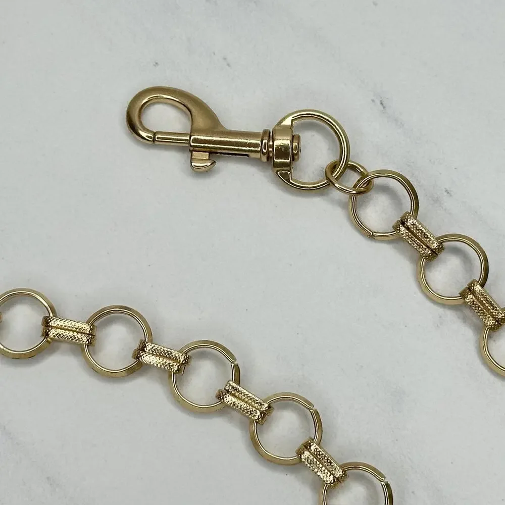 Gold Tone Open Hoop Metal Chain Link Belt Decorative O Ring One Size ✨